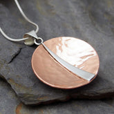 Hammered Copper Silver Pendant